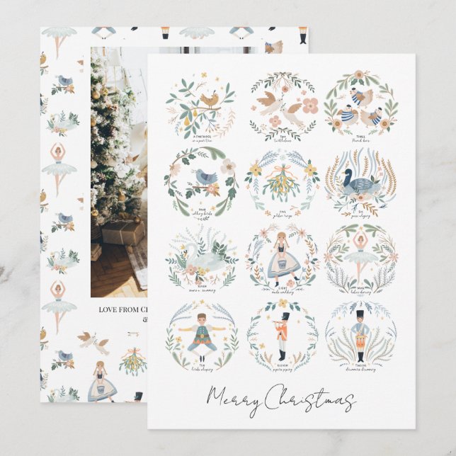 12 Days of Christmas Holiday Photo Personalized Card (Front/Back)