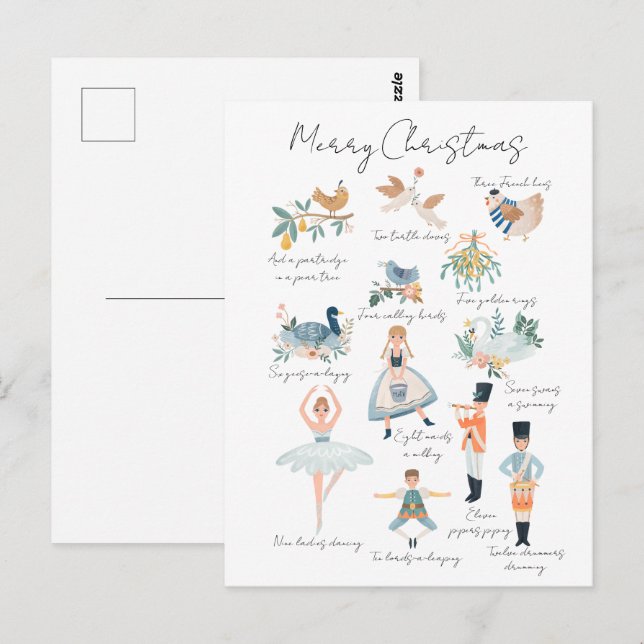 12 Days of Christmas Holiday Photo Personalized Postcard (Front/Back)