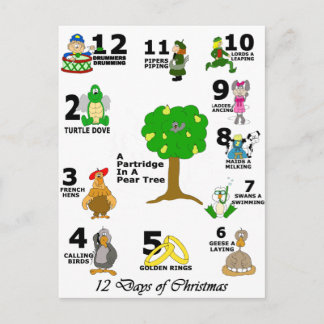 12 Days of Christmas Holiday Postcard