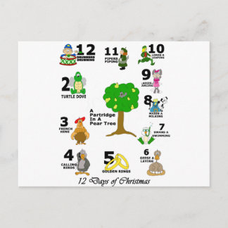 12 Days of Christmas Holiday Postcard