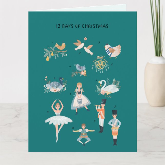 12 Days of Christmas Holiday Traditional Classic Card (Front)
