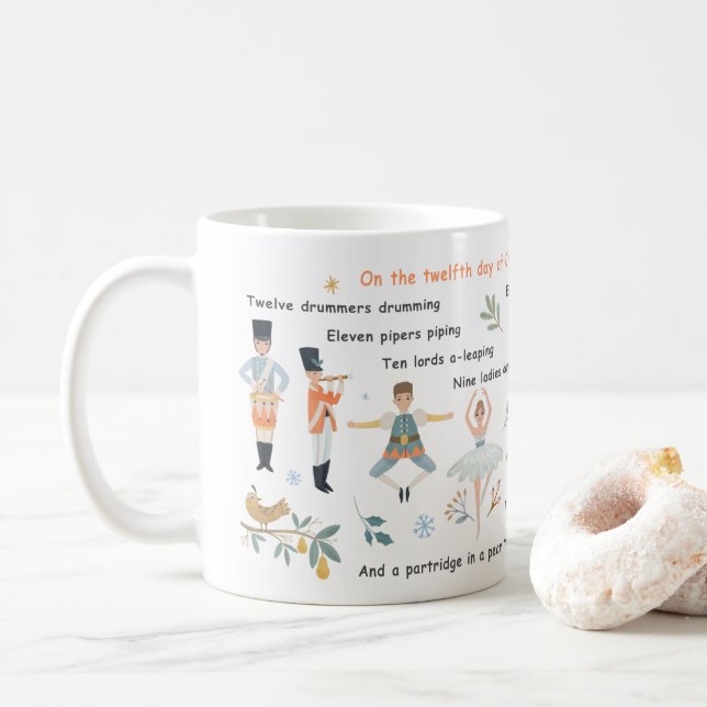 12 Days of Christmas Holiday Traditional Classic  Coffee Mug (With Donut)