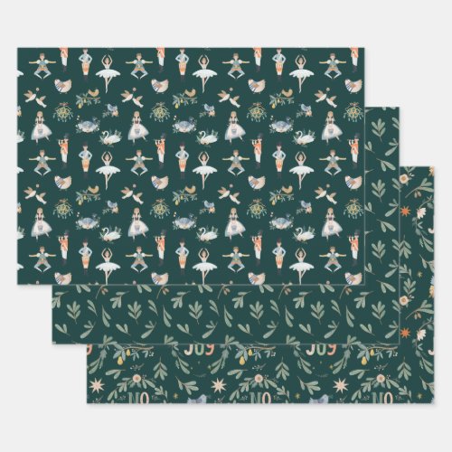 12 Days of Christmas Holiday Traditional Classic Wrapping Paper Sheets