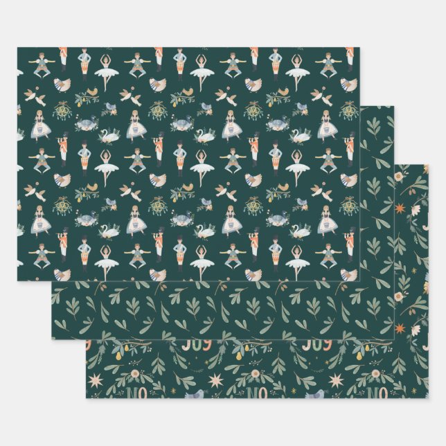 12 Days of Christmas Holiday Traditional Classic Wrapping Paper Sheets (Set)