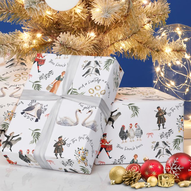 12 Days of Christmas Holiday Wrapping Paper (12 Days of Christmas Vintage Gift Wrapping Paper
)