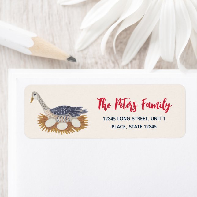 12 Days of Christmas Illustration 6 Geese a Laying Label (Insitu)