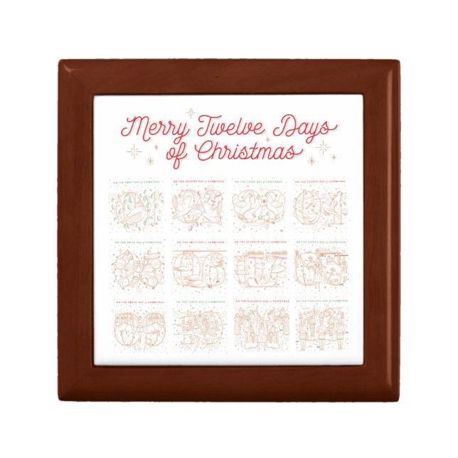 12 Days of Christmas Jewelry Gift Keepsake Box (Front)
