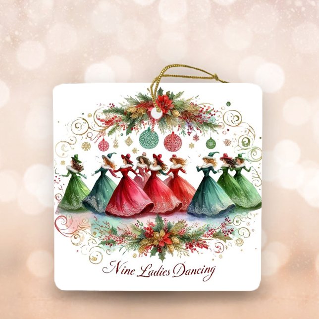 12 Days of Christmas Nine Ladies Dancing Ceramic Ornament (Creator Uploaded)