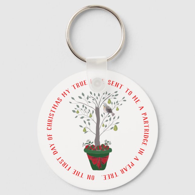 12 Days of Christmas Partridge in a Pear Tree Keychain (Front)