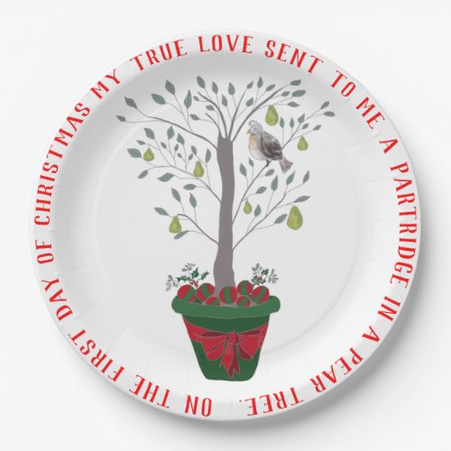 12 Days of Christmas Partridge in a Pear Tree Paper Plates