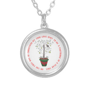 12 Days of Christmas Partridge in a Pear Tree Silver Plated Necklace
