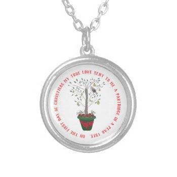 12 Days Of Christmas Partridge In A Pear Tree Silver Plated Necklace by ChristmasSplendor at Zazzle
