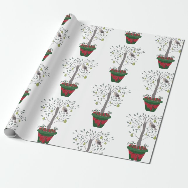 12 Days of Christmas Partridge in a Pear Tree Wrapping Paper (Unrolled)