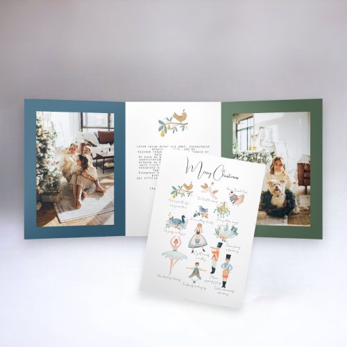 12 Days of Christmas Personalized Tri_Fold Holiday Card