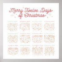 12 Days of Christmas Poster 24x24