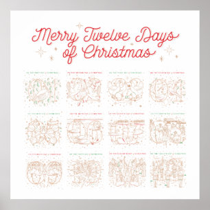12 Days of Christmas Poster 24x24