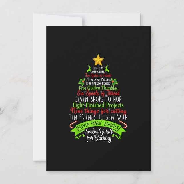 12-Days Of Christmas Quilt Funny Quilting Sewing X Invitation (Front)