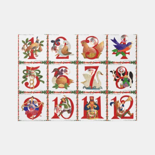 12 Days Of Christmas Quilt Print 7 x 5 Rug