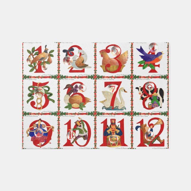12 Days Of Christmas Quilt Print 7 x 5 Rug (Front)