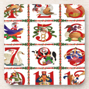 12 Days Of Christmas Quilt Print Gifts Beverage Coaster