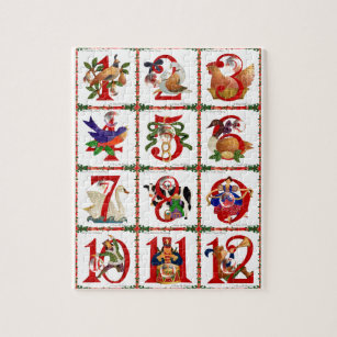 12 Days Of Christmas Quilt Print Gifts Jigsaw Puzzle