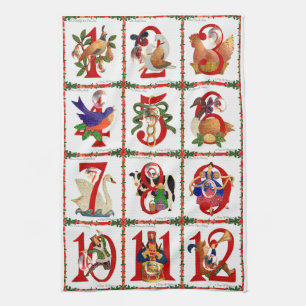 12 Days Of Christmas Quilt Print Gifts Kitchen Towel