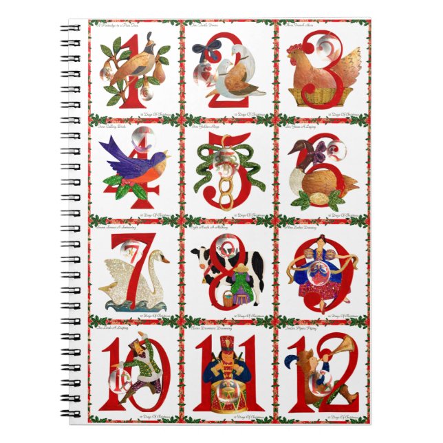 12 Days Of Christmas Quilt Print Gifts Notebook (Front)