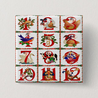 12 Days Of Christmas Quilt Print Gifts Pinback Button