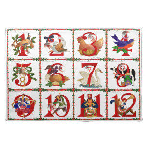 12 Days Of Christmas Quilt Print Gifts Placemat