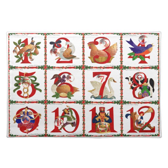 12 Days Of Christmas Quilt Print Gifts Placemat (Front)
