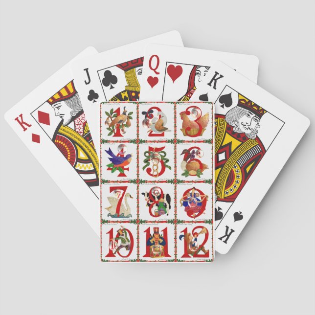 12 Days Of Christmas Quilt Print Gifts Poker Cards (Back)