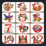 12 Days Of Christmas Quilt Print Gifts Square Sticker<br><div class="desc">You are viewing The Lee Hiller Designs Collection of Home and Office Decor,  Apparel,  Gifts and Collectibles. The Designs include Lee Hiller Photography and Mixed Media Digital Art Collection. You can view her Nature photography at http://HikeOurPlanet.com/ and follow her hiking blog within Hot Springs National Park.</div>