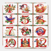 12 Days Of Christmas Quilt Print Paper Napkins