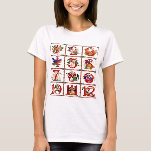 12 Days Of Christmas Quilt Print Gifts T_Shirt