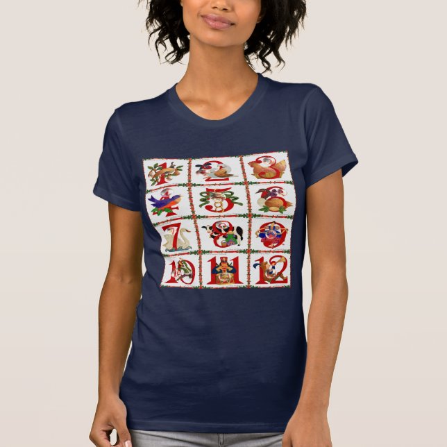 12 Days Of Christmas Quilt Print Gifts T-Shirt (Front)