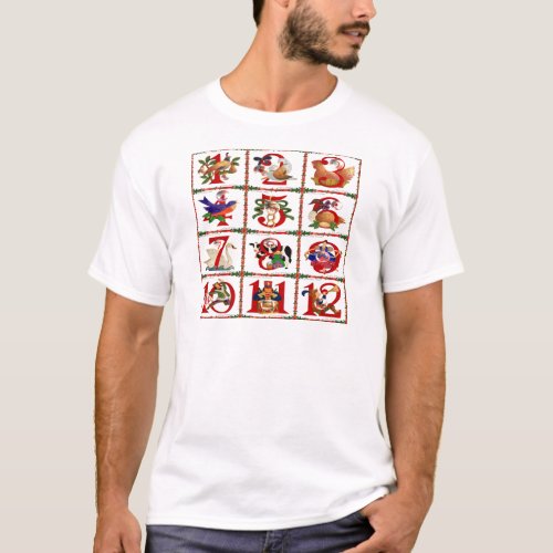 12 Days Of Christmas Quilt Print Gifts T_Shirt