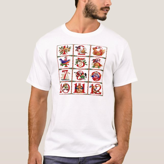 12 Days Of Christmas Quilt Print Gifts T-Shirt (Front)
