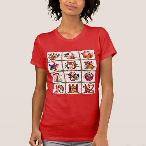 12 Days Of Christmas Quilt Print Gifts T_Shirt