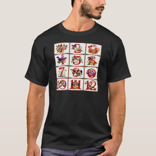 12 Days Of Christmas Quilt Print Gifts T_Shirt