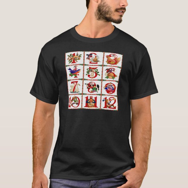 12 Days Of Christmas Quilt Print Gifts T-Shirt (Front)