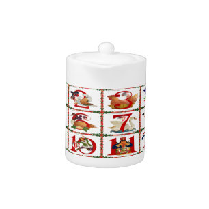12 Days Of Christmas Quilt Print Gifts Teapot