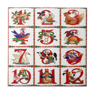 12 Days Of Christmas Quilt Print Gifts Tile