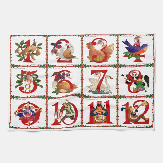 12 Days Of Christmas Quilt Print Gifts Towel (Horizontal)