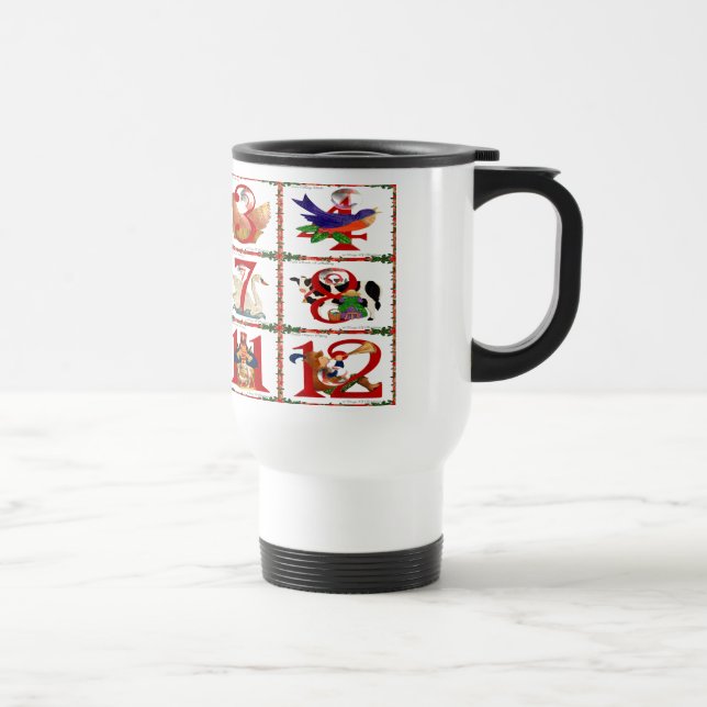 12 Days Of Christmas Quilt Print Gifts Travel Mug (Right)