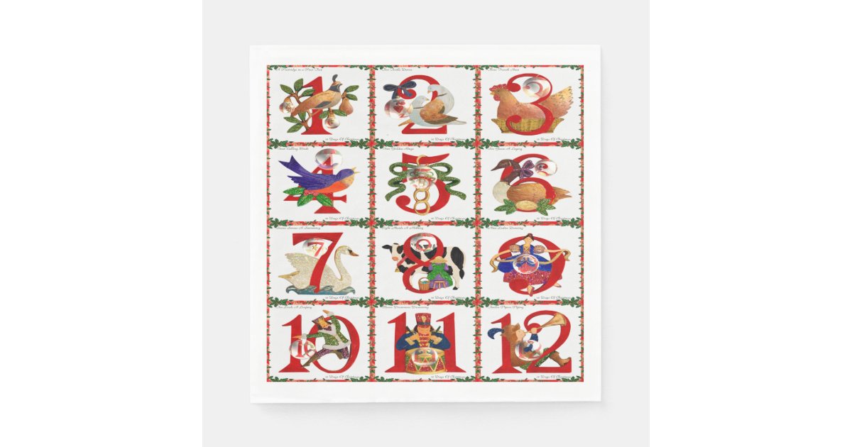 Twelve Days of Christmas Beach Seas and Greetings Napkins