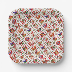 12 Days Of Christmas Quilt Print Paper Napkins Paper Plates