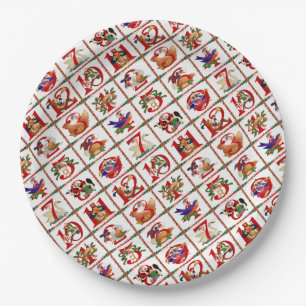 12 Days Of Christmas Quilt Print Paper Napkins Plates