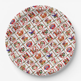 12 Days Of Christmas Quilt Print Paper Napkins Plates