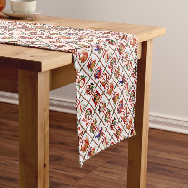 12 Days of Christmas Quilt Print Short Table Runner (In Situ)