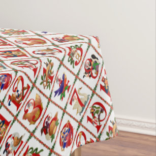 12 Days of Christmas Quilt Print Tablecloth